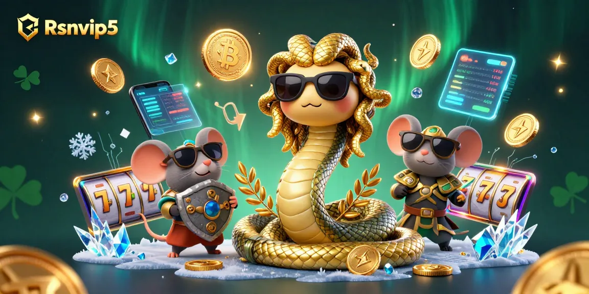 Menang besar dengan permainan slot mendebarkan Rsnvip5 dan elemen crypto dalam ilustrasi yang penuh warna ini.