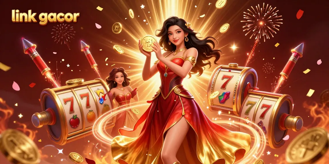 Engage with link gacor for exciting slot games amidst an animated celebration of coins and jackpots.