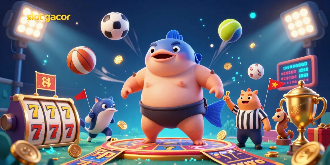 Engage with slot gacor excitement in a vibrant underwater casino scene with dynamic characters and gaming elements.