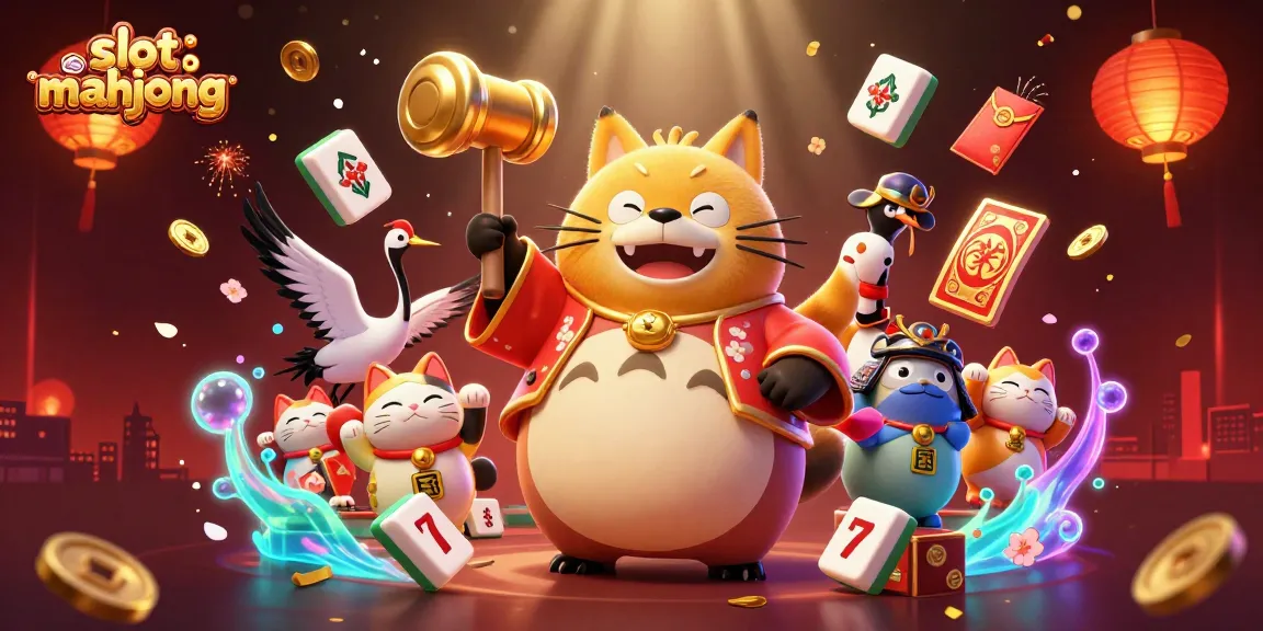 Experience excitement with slot mahjong featuring playful characters and dynamic casino elements.