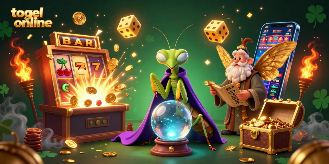 Menangkan togel online dengan pengalaman visual yang menarik, dikelilingi oleh mesin slot dan simbol keberuntungan.