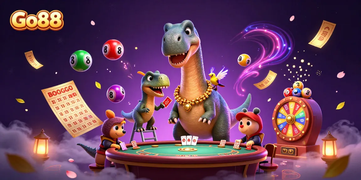 Experience the thrill of Go88 with vibrant casino action, featuring animated characters and lively game elements.