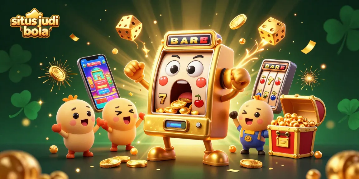 Experience thrilling wins at situs judi bola with dynamic casino elements and celebratory characters.