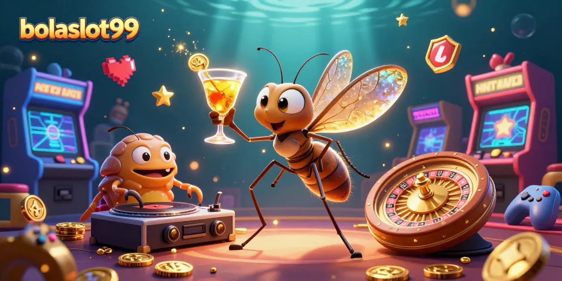 Experience bolaslot99 in a vibrant 3D scene with a casino mascot, colorful game elements, and dynamic actions.