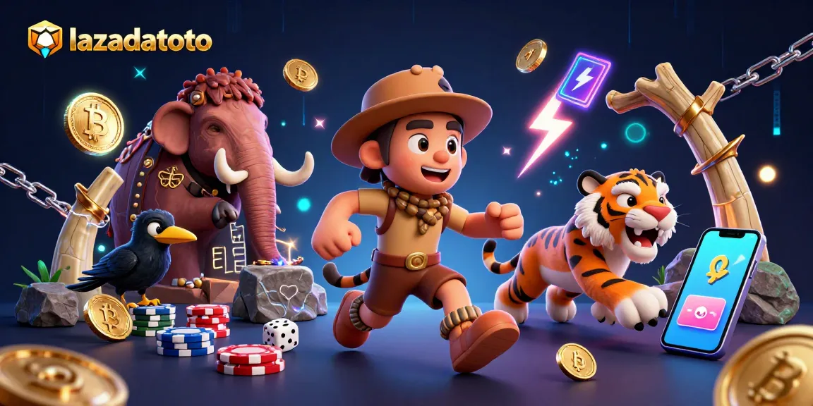 Experience excitement at lazadatoto with a vibrant prehistoric casino scene filled with thrilling gameplay elements.